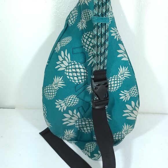 Kavu Rope Sling Bag Teal Pineapple print Crossbody Zipper Pockets boho Hippie - Picture 7 of 16